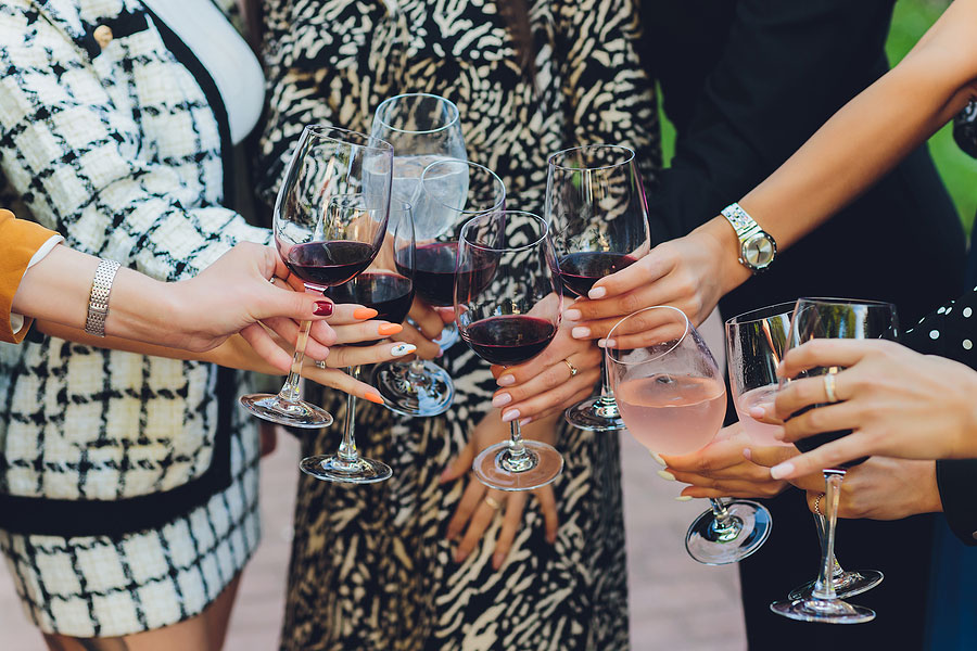 Group of woman drinking wine